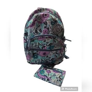 VERA BRADLEY FLORAL MINI BACKPACK AND WALLET